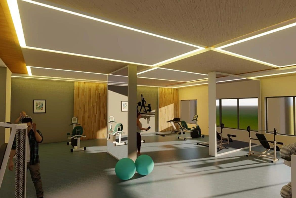 Modern gym with treadmills and equipment